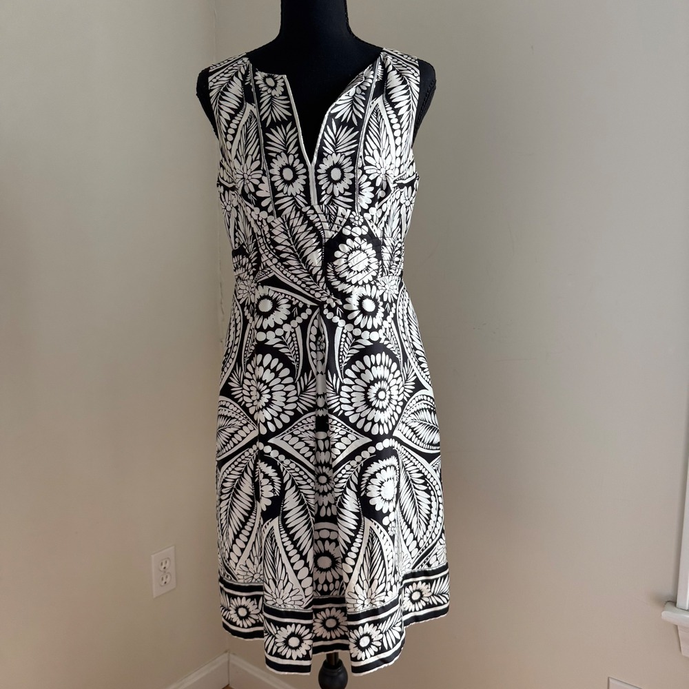 Banana Republic 100% Silk Black White Floral Jacket Women's Sz 4 Lined